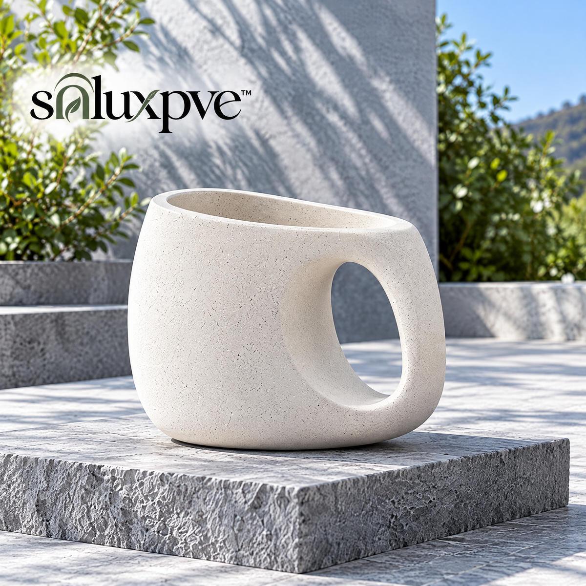 soluxpve™ Hollow Arc Sculptural Outdoor Planter, Modern Resin Patio Flower Pot with Drainage Plug