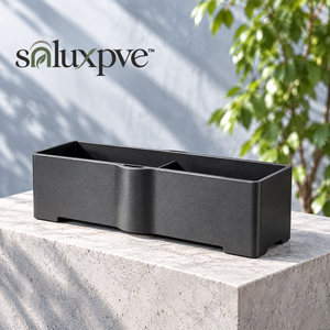 soluxpve™ Bridge Trough Outdoor Planter, Modern Rectangular Patio Pot with Removable Divider
