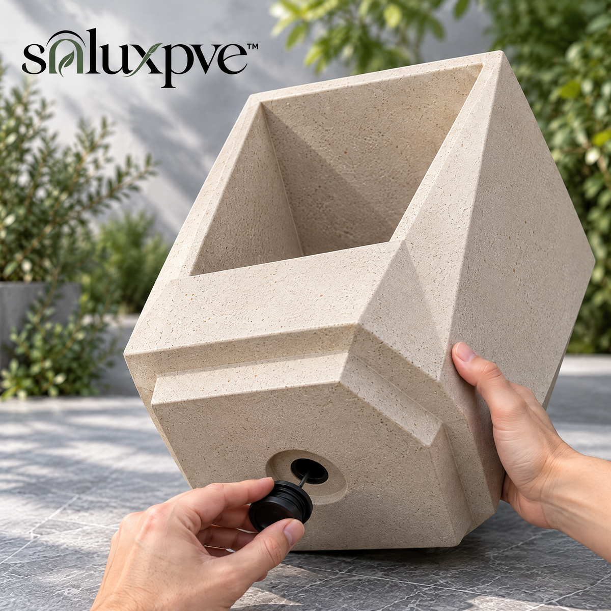 soluxpve™ Folded Column Pedestal Planter, Tall Geometric Outdoor Entryway Pot