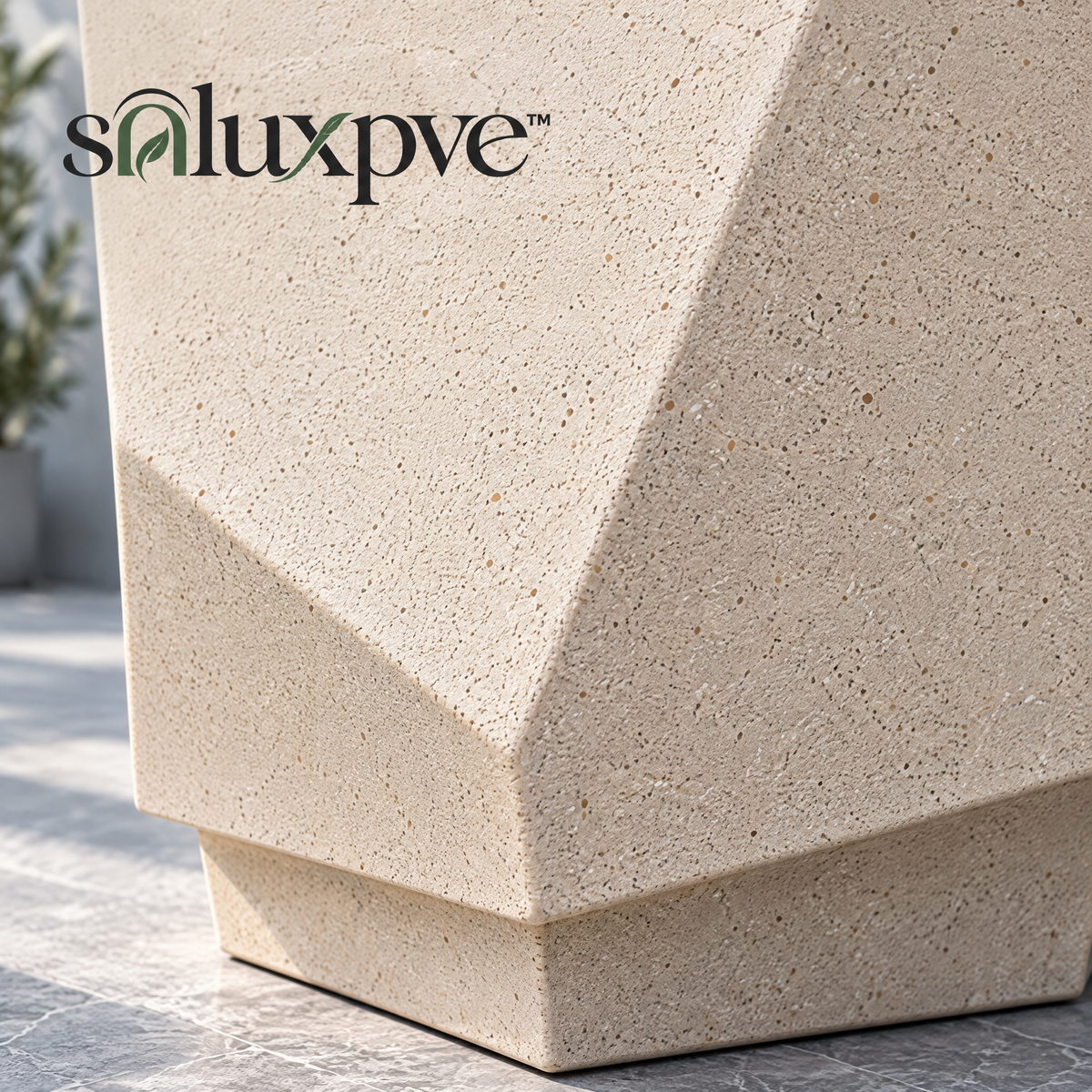 soluxpve™ Folded Column Pedestal Planter, Tall Geometric Outdoor Entryway Pot