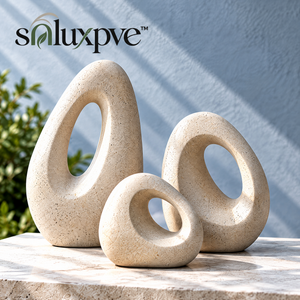 soluxpve™ Pebble Portal Garden Sculpture Set, Three Abstract Outdoor Stone-Look Forms