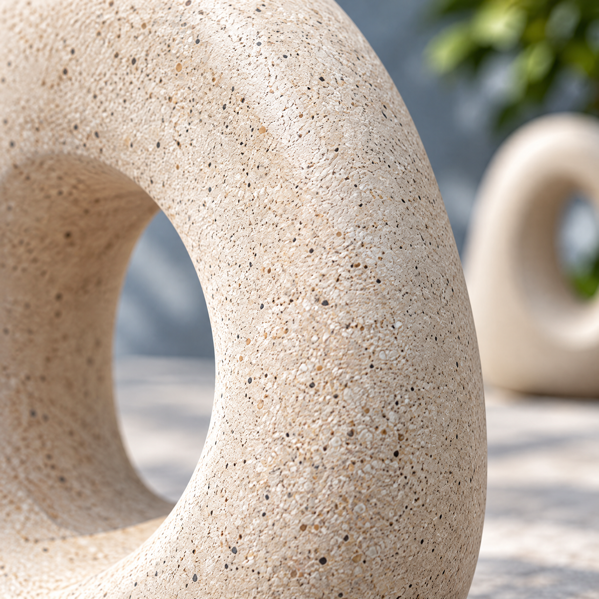 soluxpve™ Pebble Portal Garden Sculpture Set, Three Abstract Outdoor Stone-Look Forms
