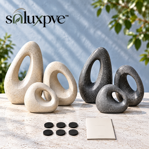 soluxpve™ Pebble Portal Garden Sculpture Set, Three Abstract Outdoor Stone-Look Forms