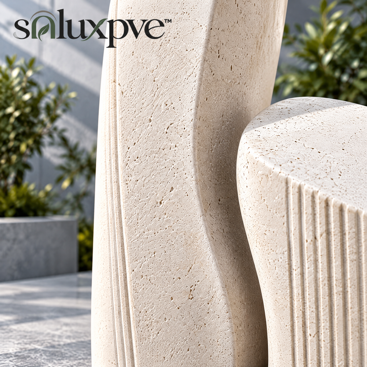 soluxpve™ Split Monolith Outdoor Sculpture Pair, Minimal Garden and Patio Statues
