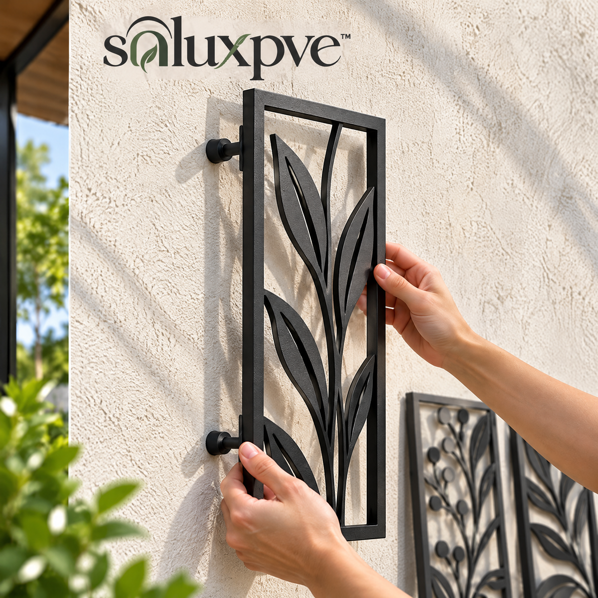 soluxpve™ Shadowline Botanical Outdoor Wall Panels, Set of 3 Modern Metal Fence Art Pieces