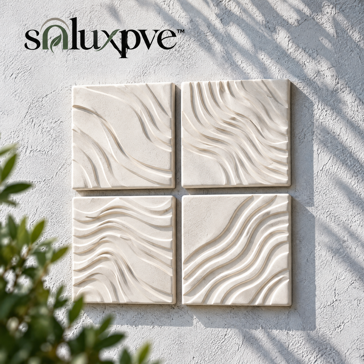 soluxpve™ Terrace Relief Ceramic Wall Tiles, Set of 4 Dimensional Outdoor Accent Panels
