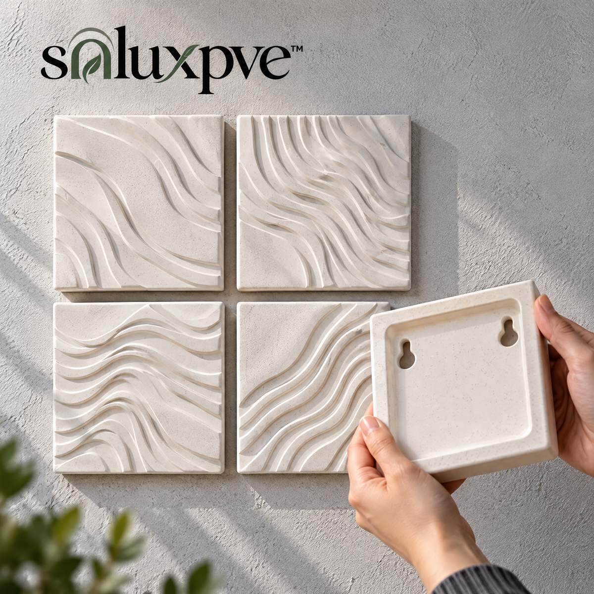 soluxpve™ Terrace Relief Ceramic Wall Tiles, Set of 4 Dimensional Outdoor Accent Panels