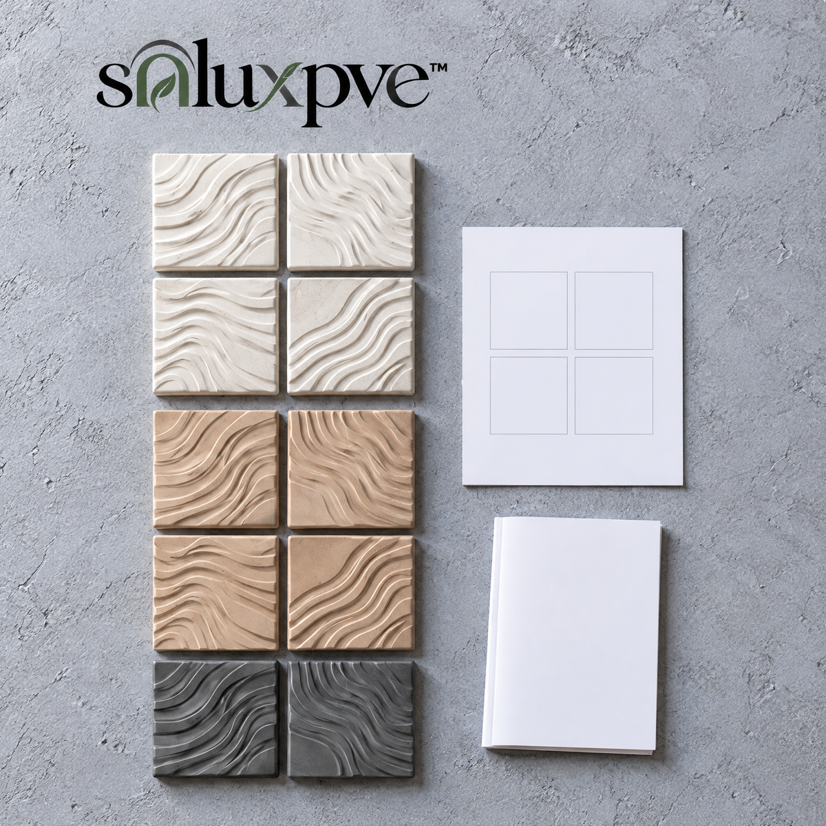 soluxpve™ Terrace Relief Ceramic Wall Tiles, Set of 4 Dimensional Outdoor Accent Panels