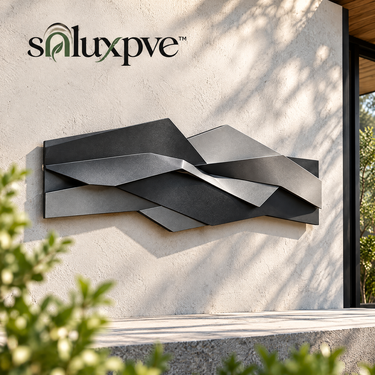 soluxpve™ Folded Horizon Aluminum Wall Sculpture, Large Modern Patio Wall Art