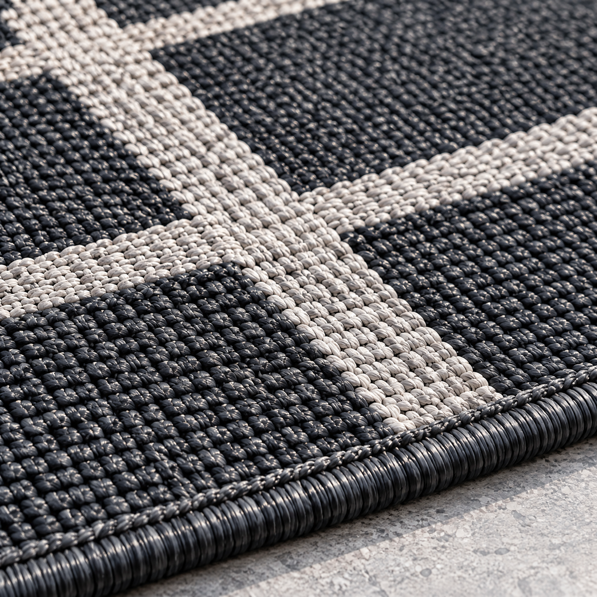 soluxpve™ Arc Grid 5' × 7' Outdoor Patio Rug, Modern Flatweave Indoor-Outdoor Area Rug