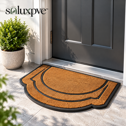 soluxpve™ Contour Arch Coir Doormat, Sculpted Natural-Fiber Front Door Mat with Rubber Base