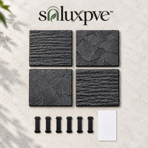soluxpve™ Slate Path Modular Outdoor Entry Mat, Four-Piece Textured Rubber Tile Set